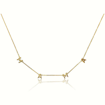 Collar dorado MAMA con letras minimalistas, joyas de alta calidad y materiales 100% originales.