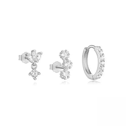 Set de Aretes y Aro en Oro y plata con Zirconias Brillantes